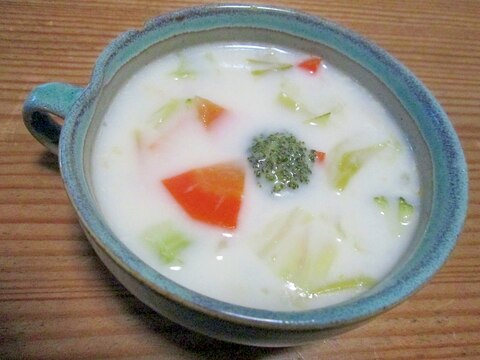 野菜スープをアレンジしてミルク味の野菜スープ